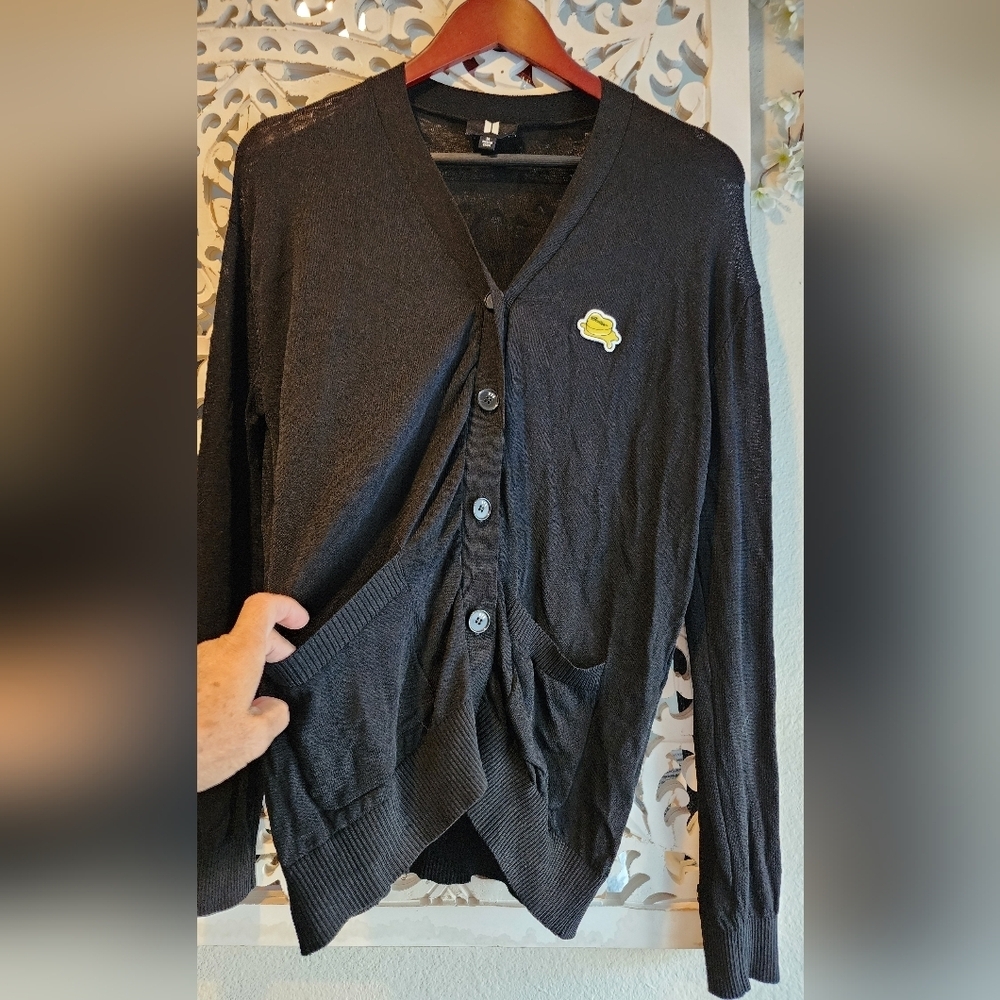 Black Knit Cardigan with Ribbed Details - Picture 12 of 16